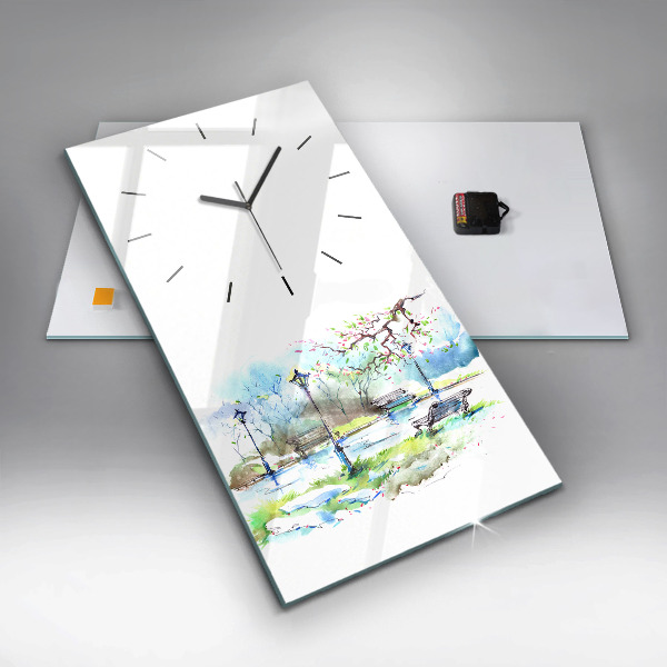 Vertical wall clock Picturesque spring
