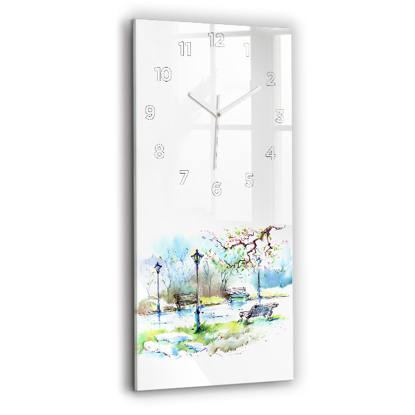 Vertical wall clock Picturesque spring