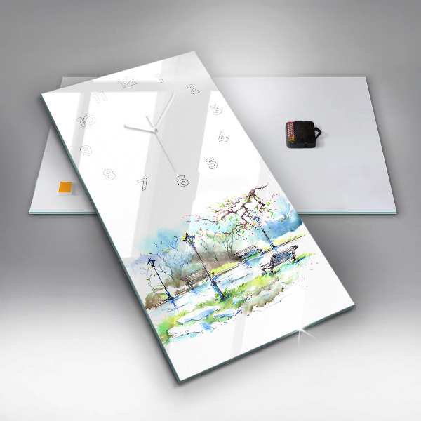 Vertical wall clock Picturesque spring