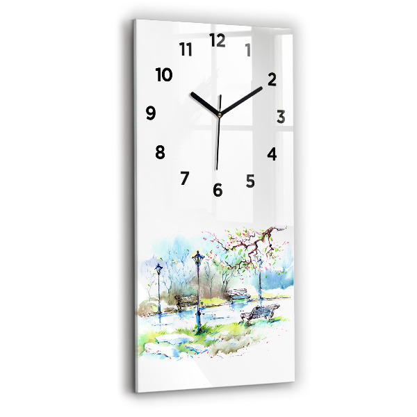 Vertical wall clock Picturesque spring