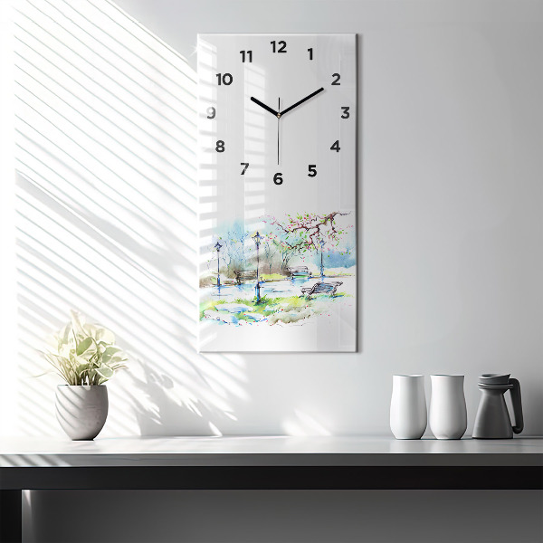 Vertical wall clock Picturesque spring