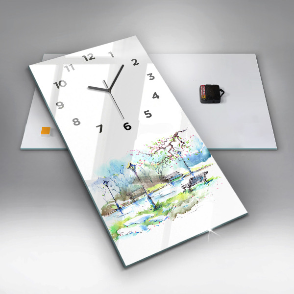Vertical wall clock Picturesque spring