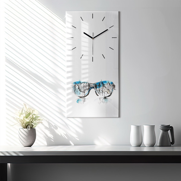 Vertical wall clock City in glasses