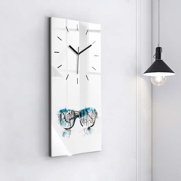 Vertical wall clock City in glasses