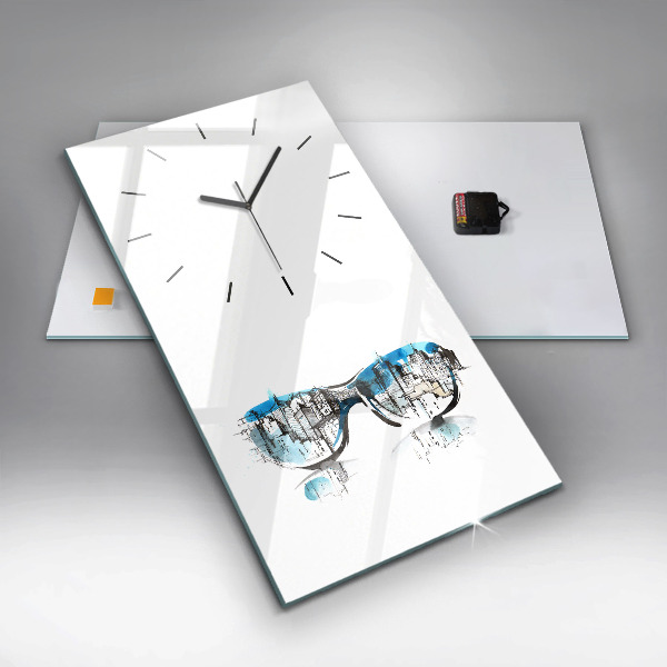 Vertical wall clock City in glasses