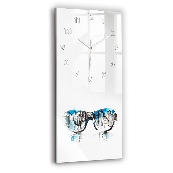 Vertical wall clock City in glasses