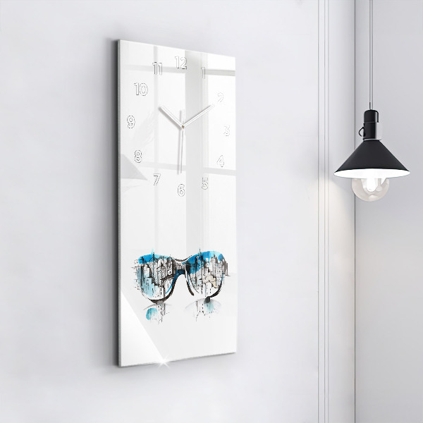 Vertical wall clock City in glasses