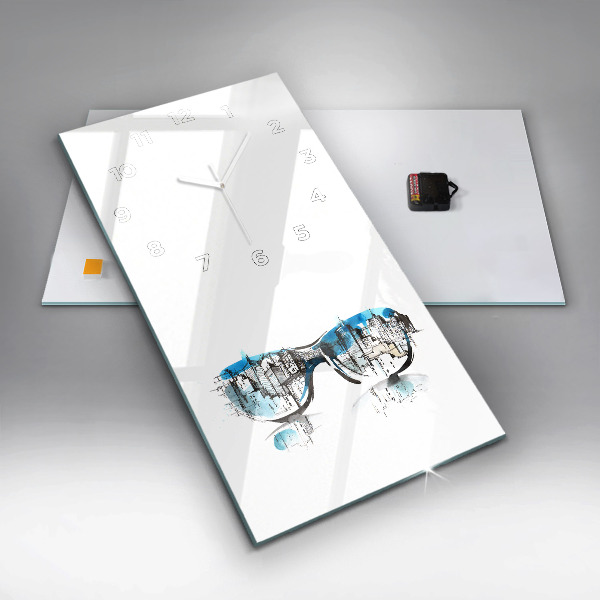 Vertical wall clock City in glasses