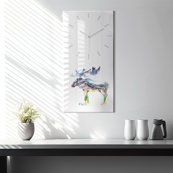Vertical wall clock Moose and Mountain Landscape