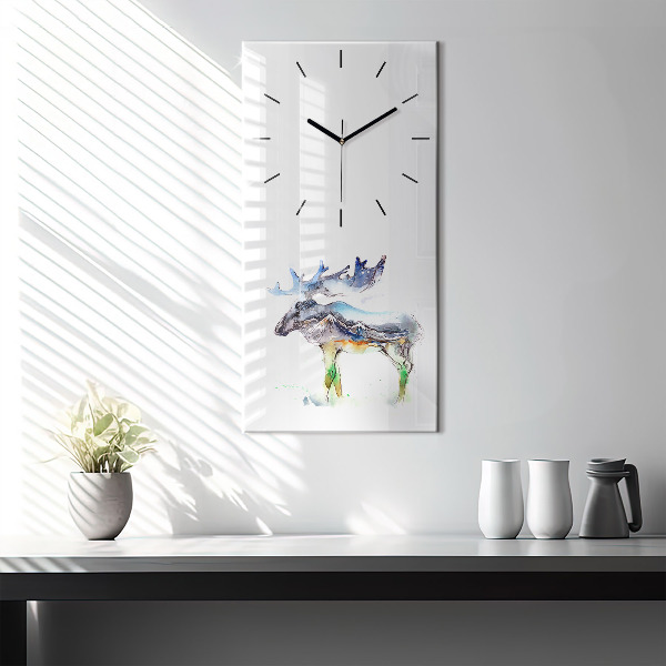 Vertical wall clock Moose and Mountain Landscape