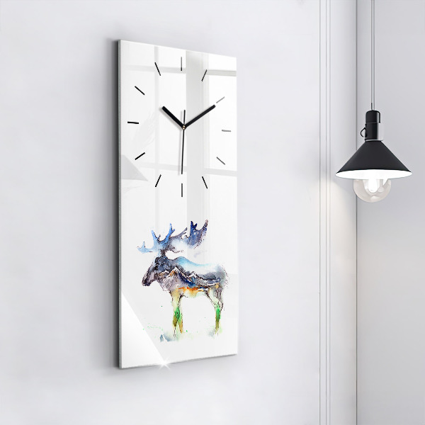 Vertical wall clock Moose and Mountain Landscape