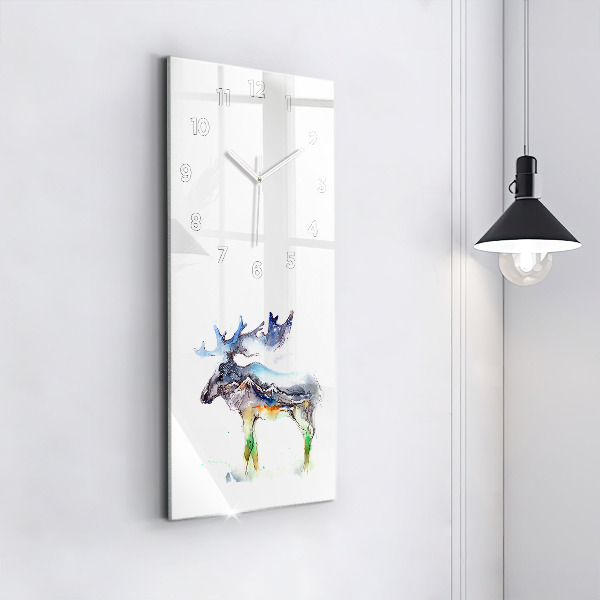 Vertical wall clock Moose and Mountain Landscape