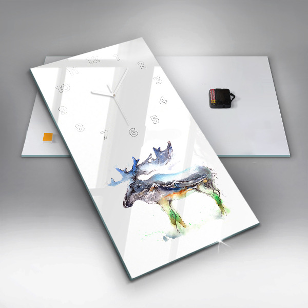 Vertical wall clock Moose and Mountain Landscape
