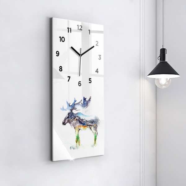 Vertical wall clock Moose and Mountain Landscape