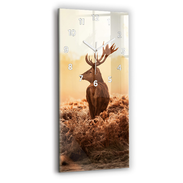 Vertical wall clock Deer at sunrise