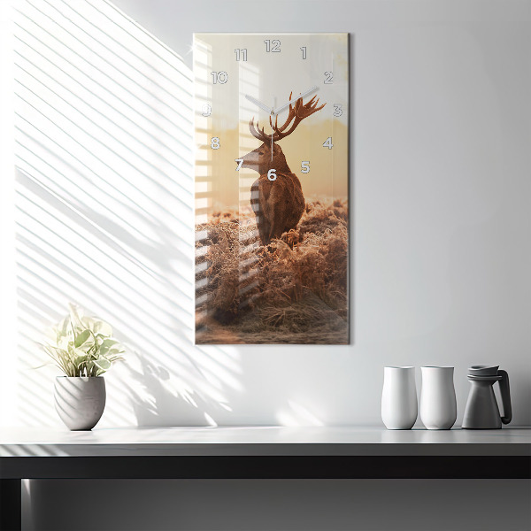Vertical wall clock Deer at sunrise