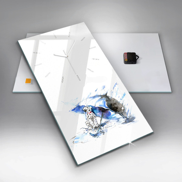 Vertical wall clock Dalmatian and Umbrella
