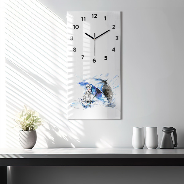 Vertical wall clock Dalmatian and Umbrella
