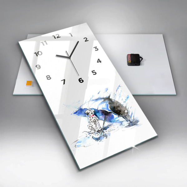 Vertical wall clock Dalmatian and Umbrella