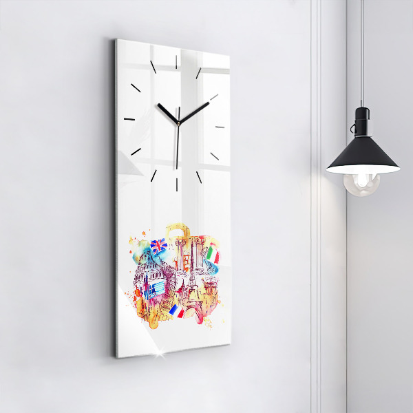 Vertical wall clock Attractive countries in the world