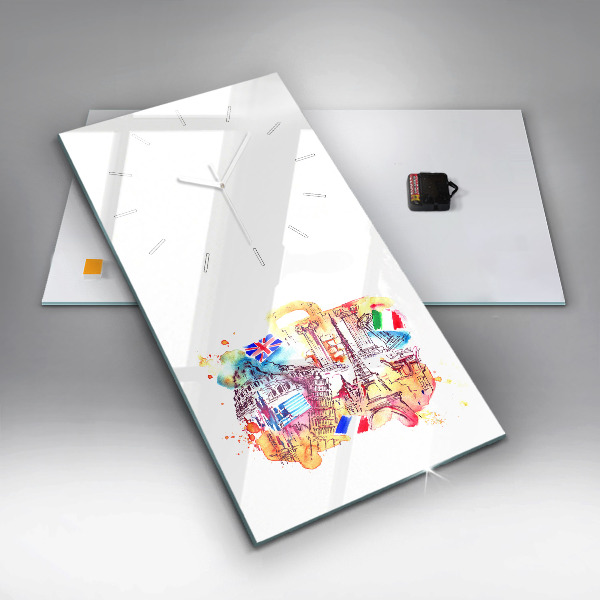 Vertical wall clock Attractive countries in the world