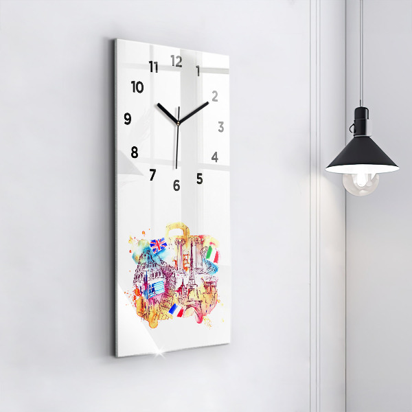 Vertical wall clock Attractive countries in the world