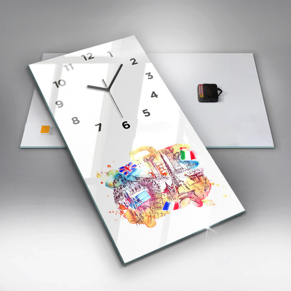 Vertical wall clock Attractive countries in the world
