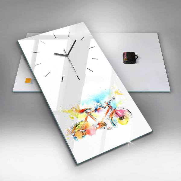 Vertical wall clock Painted bike