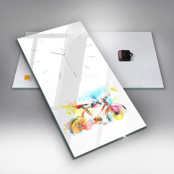 Vertical wall clock Painted bike