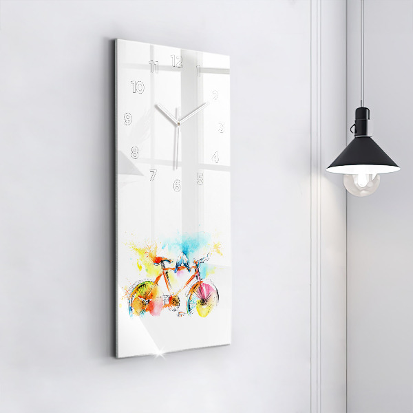 Vertical wall clock Painted bike