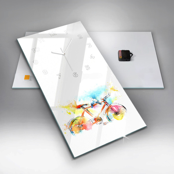 Vertical wall clock Painted bike