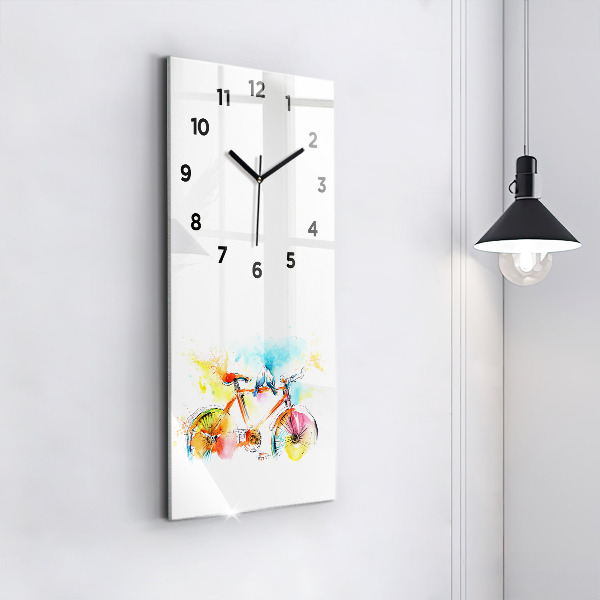 Vertical wall clock Painted bike