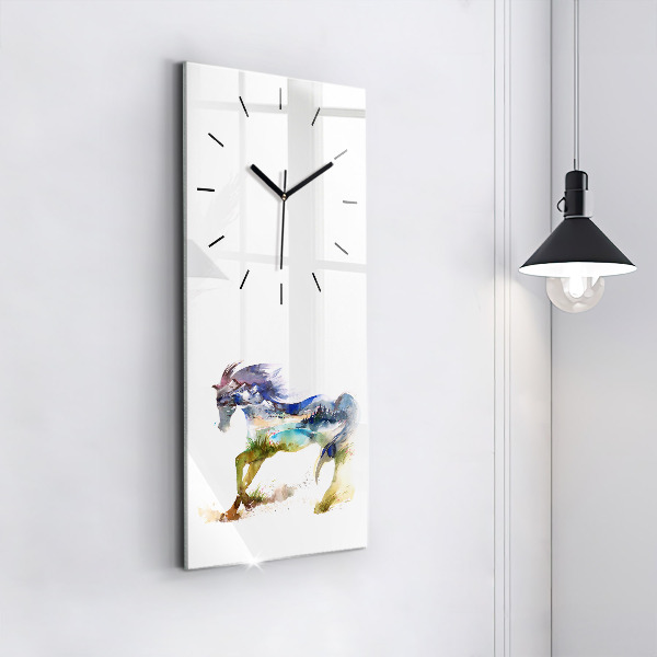Vertical wall clock Painted Mountains and Horse