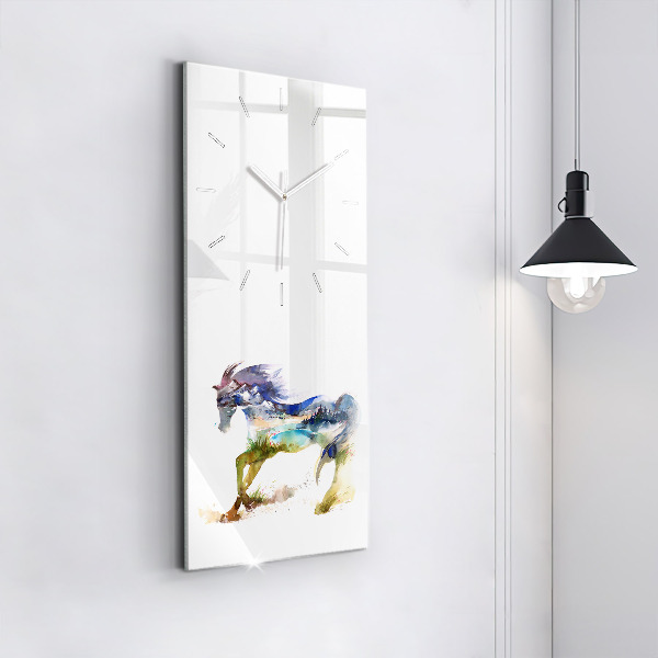 Vertical wall clock Painted Mountains and Horse