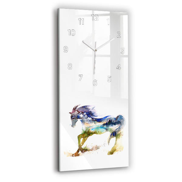 Vertical wall clock Painted Mountains and Horse
