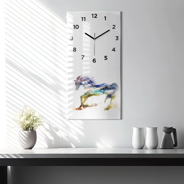 Vertical wall clock Painted Mountains and Horse