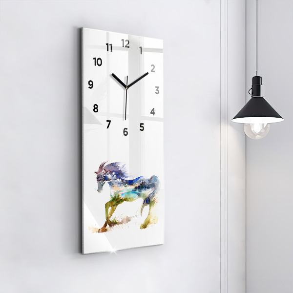 Vertical wall clock Painted Mountains and Horse