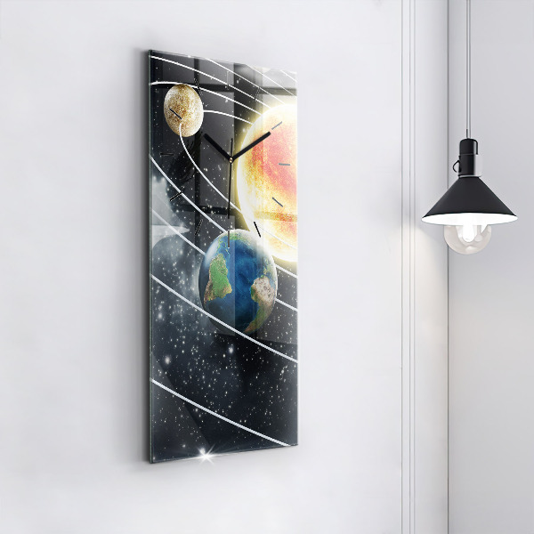 Vertical wall clock The solar system