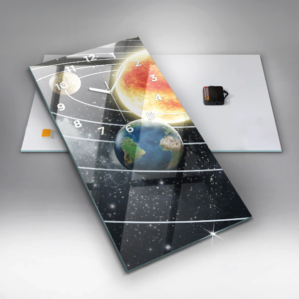 Vertical wall clock The solar system