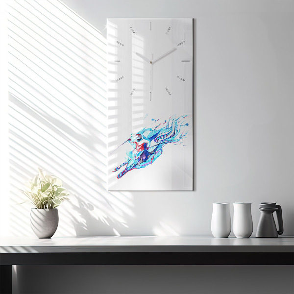 Vertical wall clock Skier