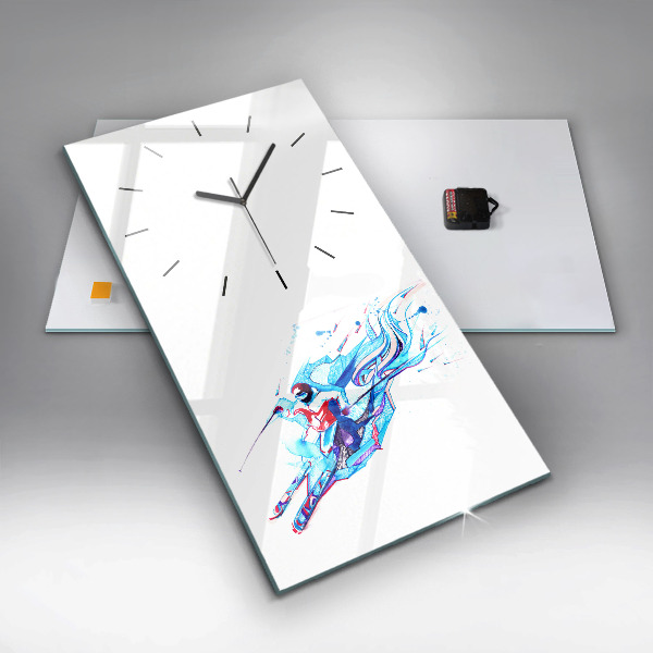 Vertical wall clock Skier