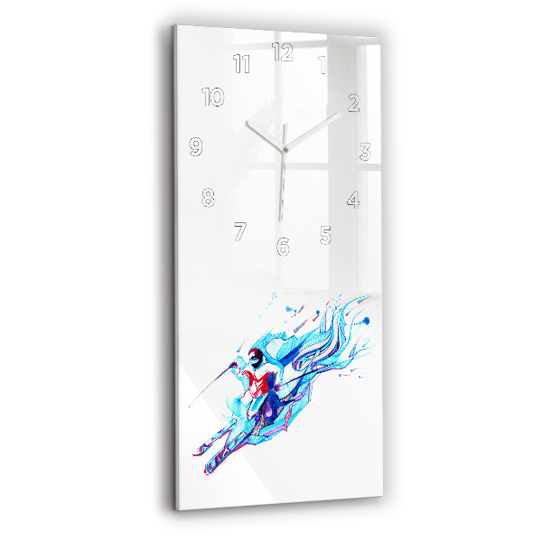 Vertical wall clock Skier