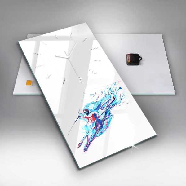 Vertical wall clock Skier