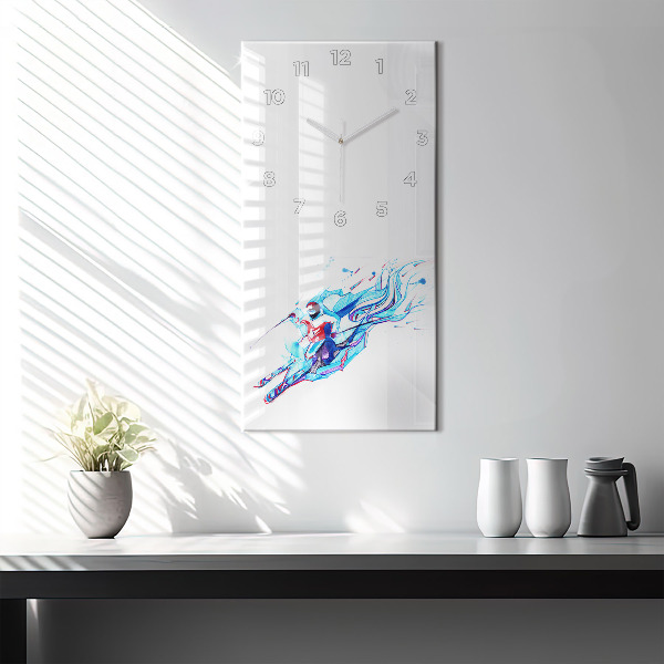 Vertical wall clock Skier
