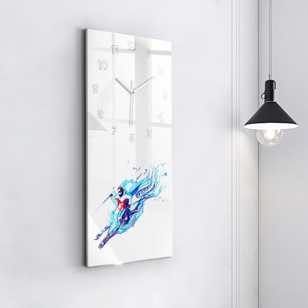 Vertical wall clock Skier