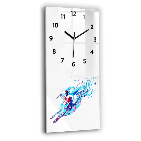Vertical wall clock Skier