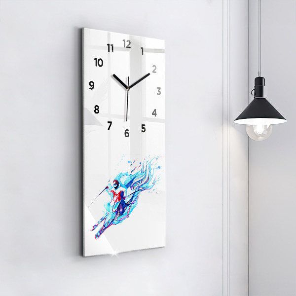 Vertical wall clock Skier