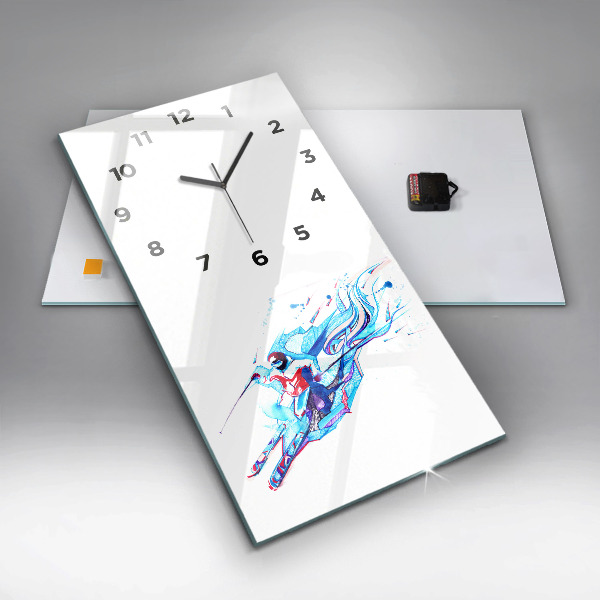 Vertical wall clock Skier