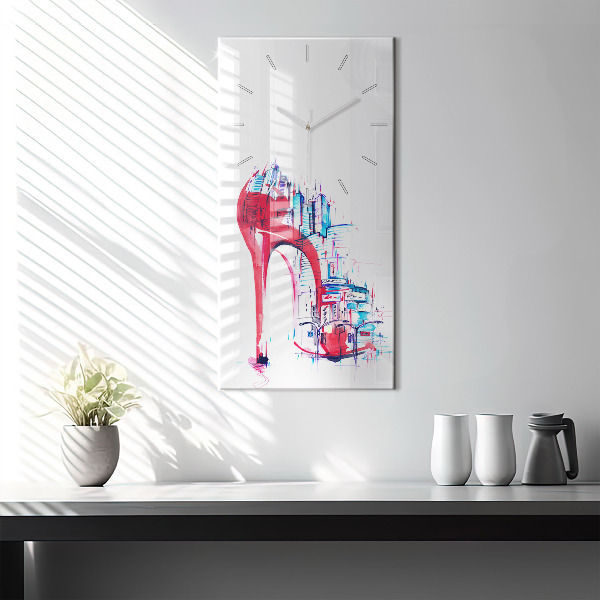 Vertical wall clock Red heel