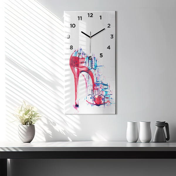 Vertical wall clock Red heel